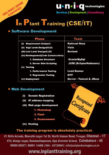 Inplant Training for IT Flyer